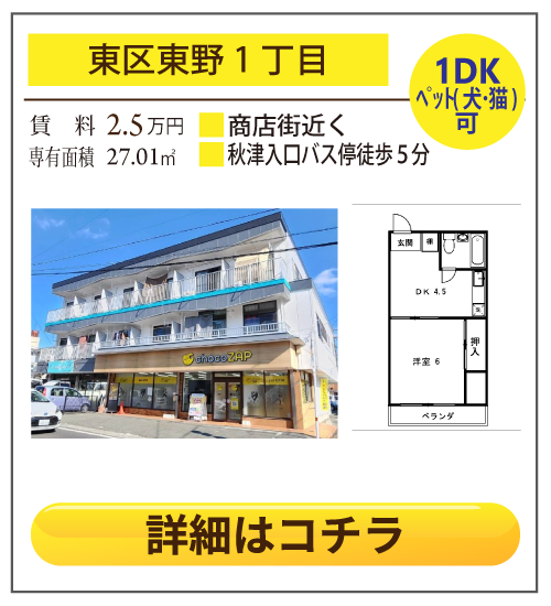 熊本県熊本市東区東野1丁目トレゾアハイツ東野 202
